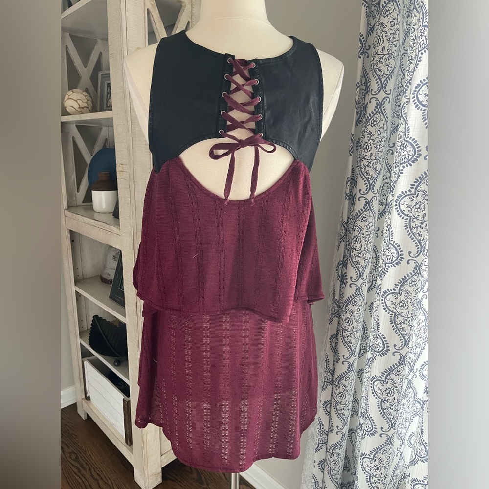 Free People vegan leather high low Moto tank top XS - Picture 5 of 7